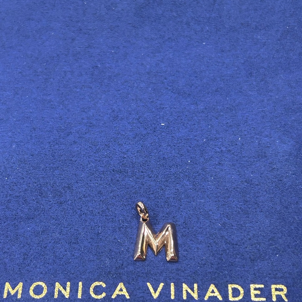 Monica Vinader Alphabet M pendant charm in Rose Gold